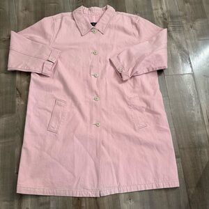 Denim & Co Long Line Denim Jacket Baby Pink Lined 2XL Jean Heavy Button Girly